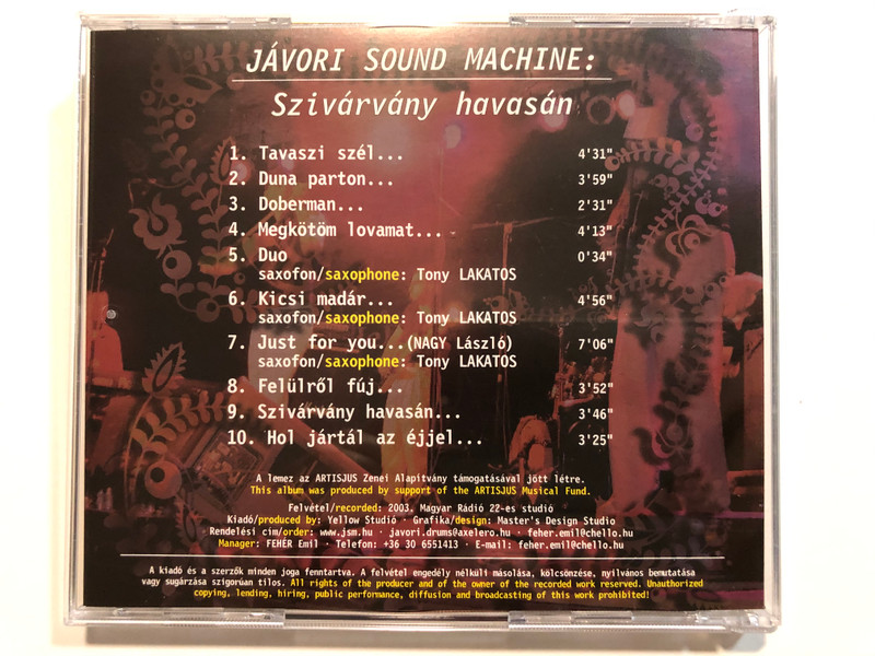 Jávori Sound Machine – Szivárvány Havasán / Audio CD 2003 / JSM001