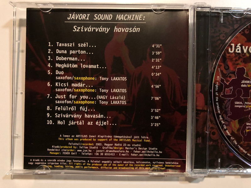 Jávori Sound Machine – Szivárvány Havasán / Audio CD 2003 / JSM001