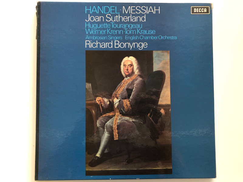 Handel - Messiah / Joan Sutherland, Huguette Tourangeau, Werner Krenn, Tom Krause, Ambrosian Singers, English Chamber Orchestra, Richard Bonynge / Decca 3x LP 1970 Stereo / SETA 465-467