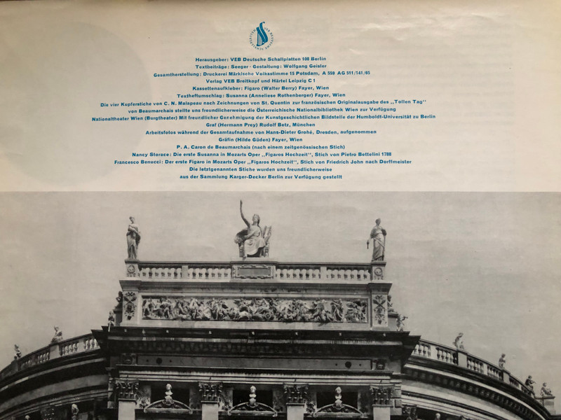 W. A. Mozart – Figaros Hochzeit / ETERNA 3x LP Stereo / 8 20 498-500