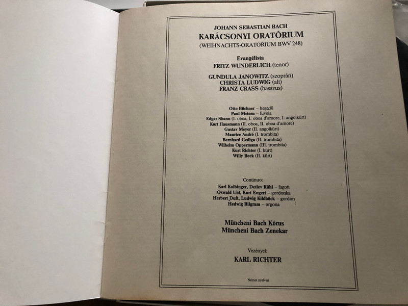 J.S. Bach - Karácsonyi Oratórium / Gundula Janowitz, Christa Ludwig, Fritz Wunderlich, Franz Crass, Maurice André, Karl Richter / Hungaroton 3x LP 1965 Stereo / SLPXL 12814-16