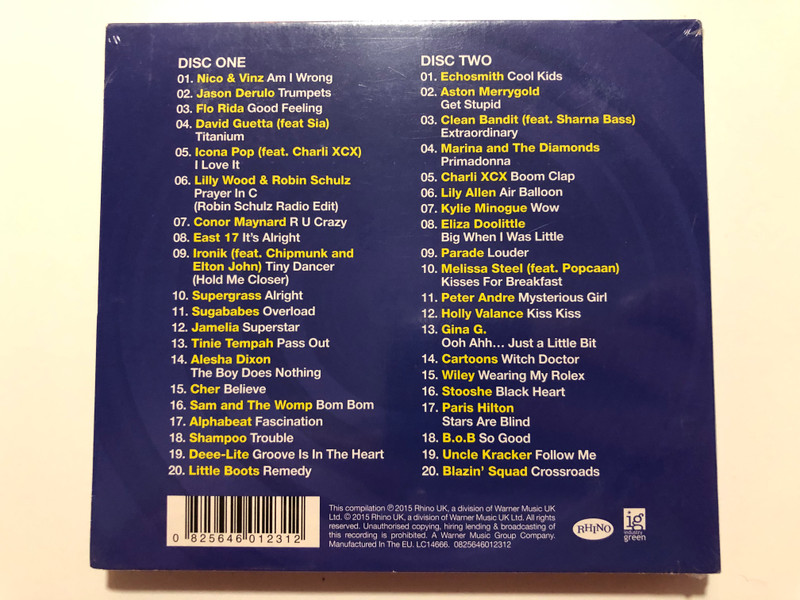 Kids Party - The Collection / 2CDs - 40 Kids Party Hits Including: Echosmith, Jason Derulo, Flo Rida, Aston Merrygold, Clean Bandit, Icona Pop, Nico & Vinz, Lily Allen, Charli XCX, Peter Andre and more / Rhino UK 2x Audio CD 2015 / 0825646012312