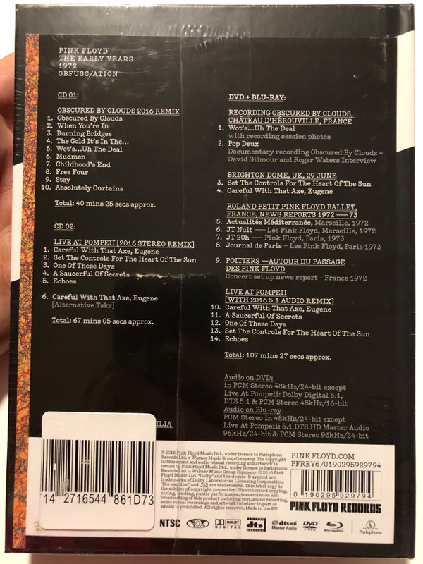 Pink Floyd – The Early Years 1972 Obfusc/ation / Pink Floyd Records 2x Audio CD + DVD + Blu-ray 2016 / PFREY6