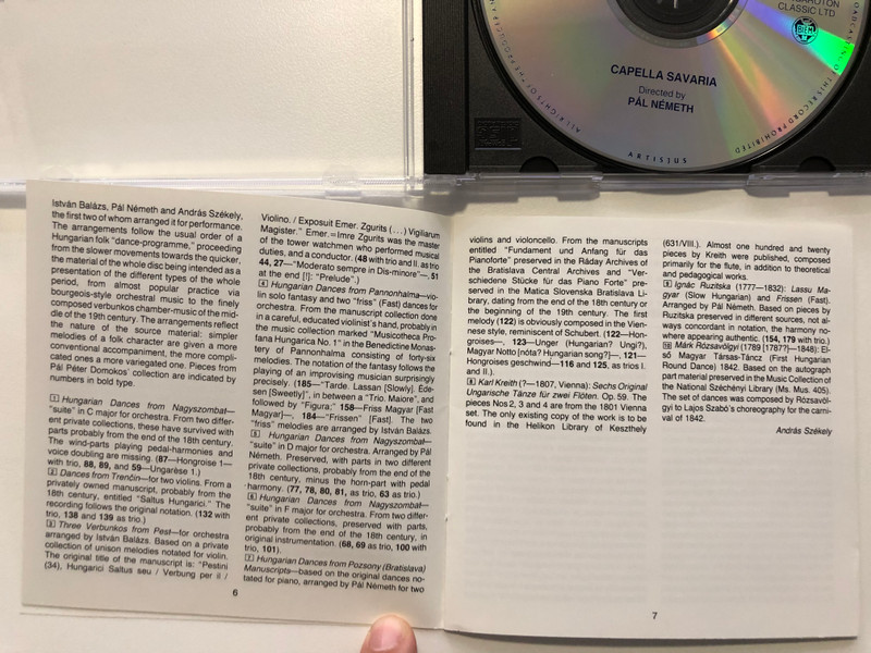 Early Hungarian Dances from the 18-19th Centuries: Capella Savaria, Pal Nemeth / Hungaroton Classic Audio CD 1996 Stereo / HCD 12885