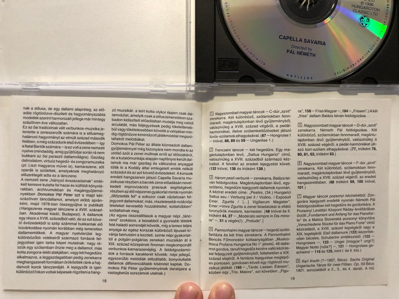 Early Hungarian Dances from the 18-19th Centuries: Capella Savaria, Pal Nemeth / Hungaroton Classic Audio CD 1996 Stereo / HCD 12885