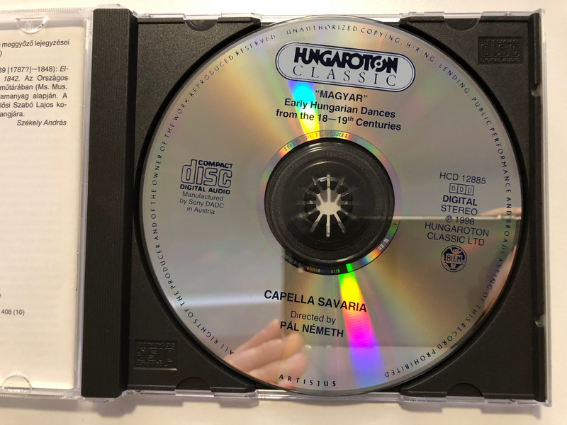 Early Hungarian Dances from the 18-19th Centuries: Capella Savaria, Pal Nemeth / Hungaroton Classic Audio CD 1996 Stereo / HCD 12885