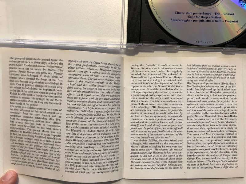 Rudolf Maros - Cinque studi, Trio, Consort, Suite for Harp, Notices, Musica leggiera, Fragment / Hungaroton Classic Audio CD 2001 Mono, Stereo / HCD 31984