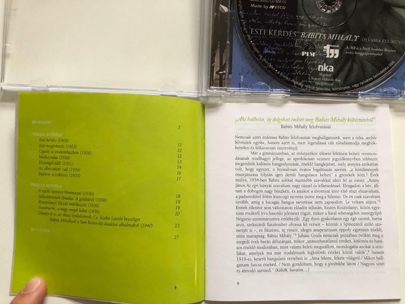Esti Kerdes - Babits Mihály - Olvassa Fel Muveit / Petofi Irodalmi Muzeum Audio CD Mono / CD BM-01
