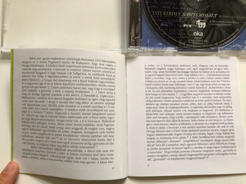 Esti Kerdes - Babits Mihály - Olvassa Fel Muveit / Petofi Irodalmi Muzeum Audio CD Mono / CD BM-01