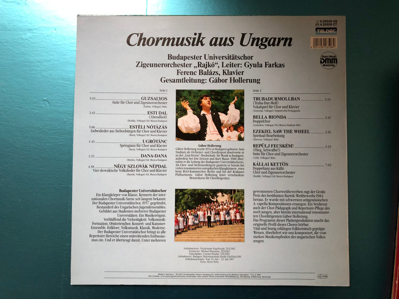 Budapester Universitätschor: Chormusik aus Ungarn / Gabor Hollerung / TELDEC LP 1987 / 6.26508 AS
