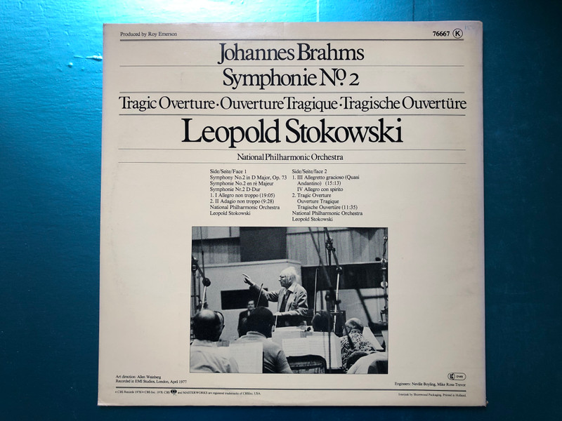 Stokowski - Brahms: Symphonie No. 2; Tragic Overture / National Philharmonic Orchestra / CBS Masterworks LP 1978 / 76667