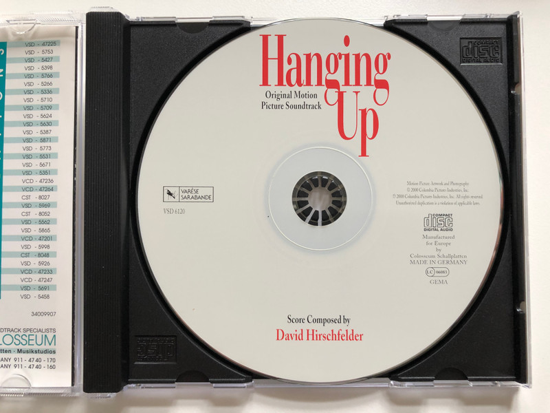 Hanging Up (Original Motion Picture Soundtrack) / Score Composed by David Hirschfelder / Varèse Sarabande Audio CD 2000 / VSD-6120