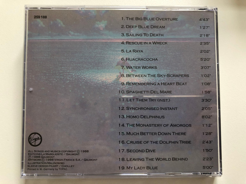 Gaumont Presente - Bande Originale Du Film De Luc Besson - Le Grand Bleu / Musique Composee Par Eric Serra / Virgin Audio CD 1988 / 259 188