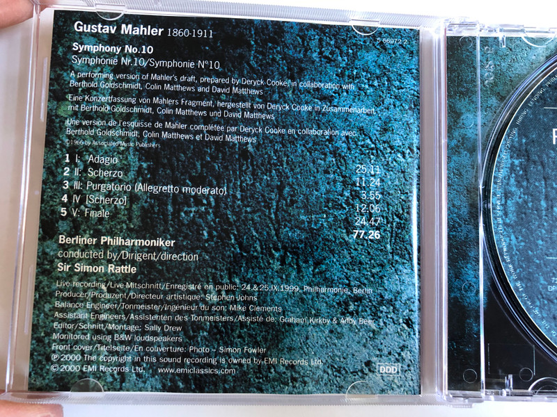 Mahler - Symphony 10 / Berliner Philharmoniker, Simon Rattle / EMI Classics Audio CD 2000 Stereo / 724355697226