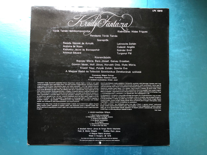 Krúdy - Fantázia - Latinovits Zoltán / Hungaroton LP 1978 Mono / LPX 13813