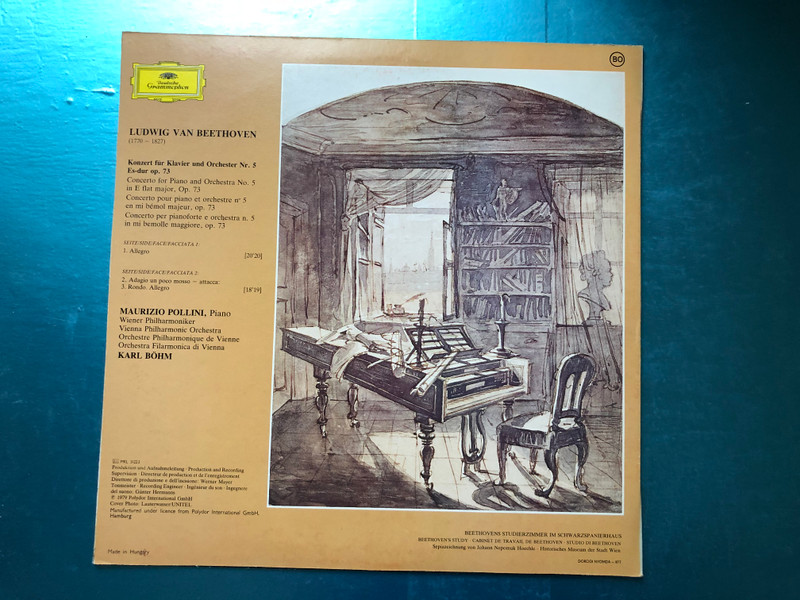 Beethoven - Klavierkonzert No.5 - "Emperor" Concerto ''L'Empereur'' / Maurizio Pollini, Wiener Philharmoniker, Karl Böhm / Hungaroton LP 1979 Stereo / SLPXL 31223