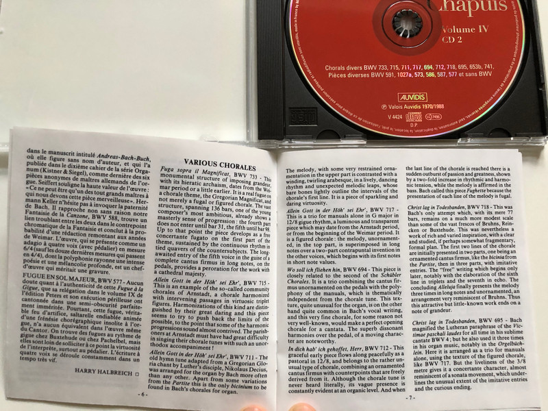Jean Sebastien Bach – L'Œuvre D'Orgue 14 - Michel Chapuis / Auvidis-Valois Audio CD 1988 / V4424