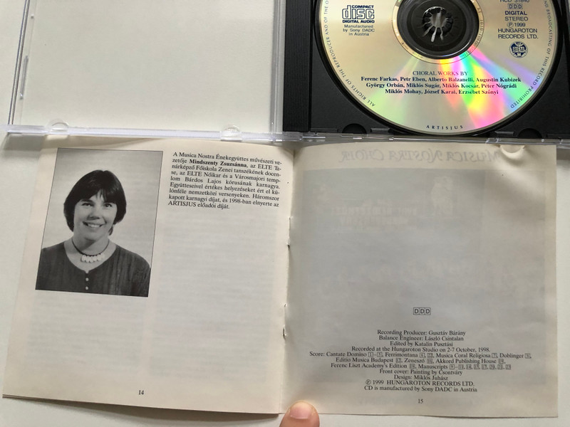 Musica Nostra - Choral Works by Farkas, Eben, Balzanelli, Kubizek, Orbán, M. Sugár, Kocsár, Nógrádi, Mohay, Karai, Szőnyi / Conducted by Zsuzsánna Mindszenty / Hungaroton Classic Audio CD 1999 Stereo /  HCD 31840