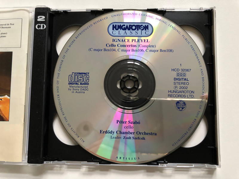 Ignace Pleyel - Complete String Concertos Vol. 1 - The Cello Concertos (complete) / Peter Szabo - cello & conductor / Erdody Chamber Orchestra, Zsolt Szefcsik - leader / Hungaroton Classic 2x Audio CD 2002 Stereo / HCD 32067-68