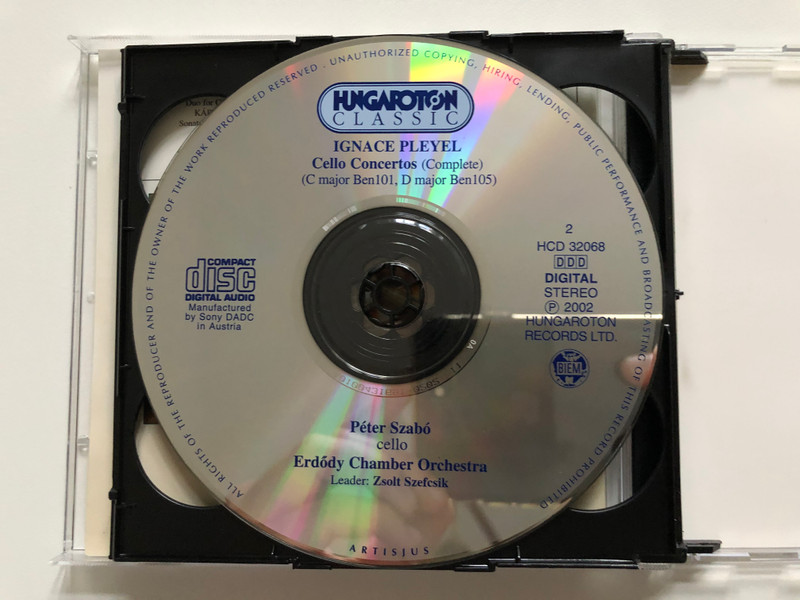Ignace Pleyel - Complete String Concertos Vol. 1 - The Cello Concertos (complete) / Peter Szabo - cello & conductor / Erdody Chamber Orchestra, Zsolt Szefcsik - leader / Hungaroton Classic 2x Audio CD 2002 Stereo / HCD 32067-68