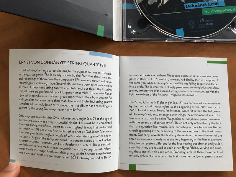 Rondo Quartet - Ernst von Dohnanyi: String Quartets II. = Dohnanyi Erno: Vonosnegyesek II. / Rózsavölgyi És Társa Audio CD 2019 / RÉTCD 094 