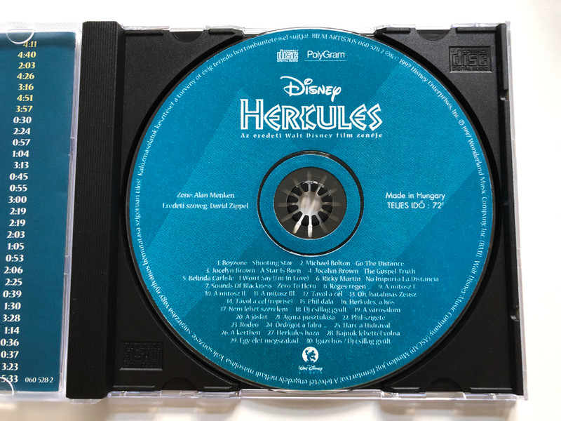 Disney - Herkules / Zene: Alan Menken, Eredeti szoveg: David Zippel / Az Eredeti Walt Disney Film Zenéje / Walt Disney Records Audio CD 1997 / 060 528-2