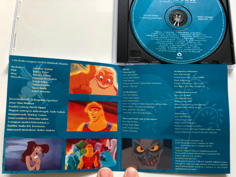 Disney - Herkules / Zene: Alan Menken, Eredeti szoveg: David Zippel / Az Eredeti Walt Disney Film Zenéje / Walt Disney Records Audio CD 1997 / 060 528-2