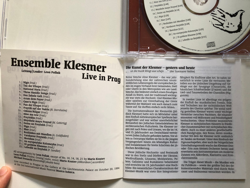 Ensemble Klesmer – Live In Prag / Extraplatte Audio CD 1997 / EX 317-2