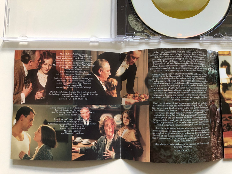 A Robert Altman Film - Gosford Park (Original Motion Picture Soundtrack) / Tea At Four. Dinner At Eight. Murder At Midnight. / Original Music composed by Patrick Doyle / Decca Audio CD 2002 / 470 387-2