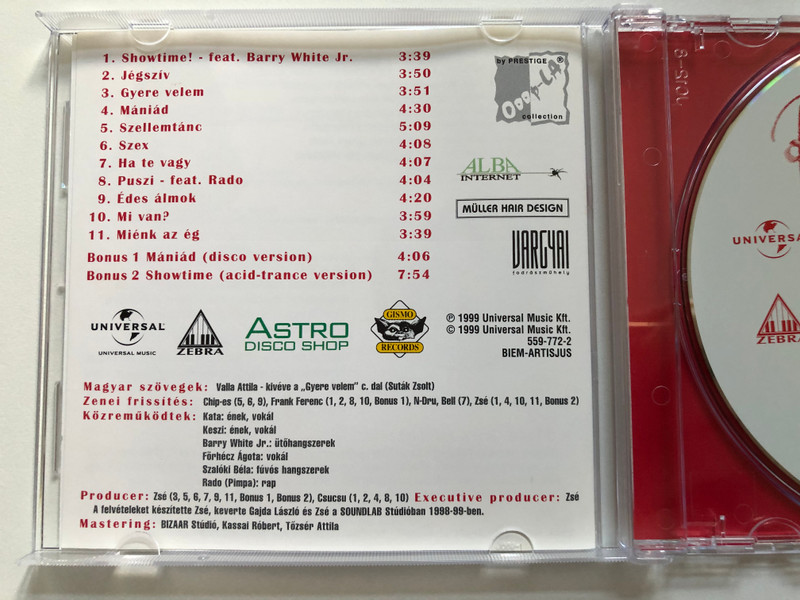 Rúzs – Showtime es 10 disco slager / Az elso illatos CD! / Zebra Audio CD 1999 / 559-772-2