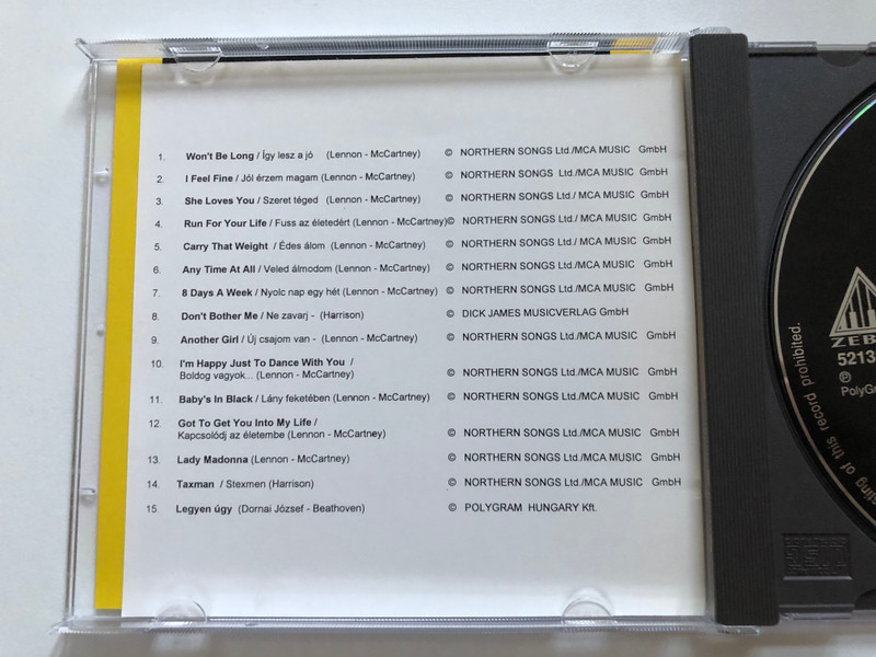 Beathoven - Beatles... Nekünk / Zebra Audio CD 1993 / 521358-2 