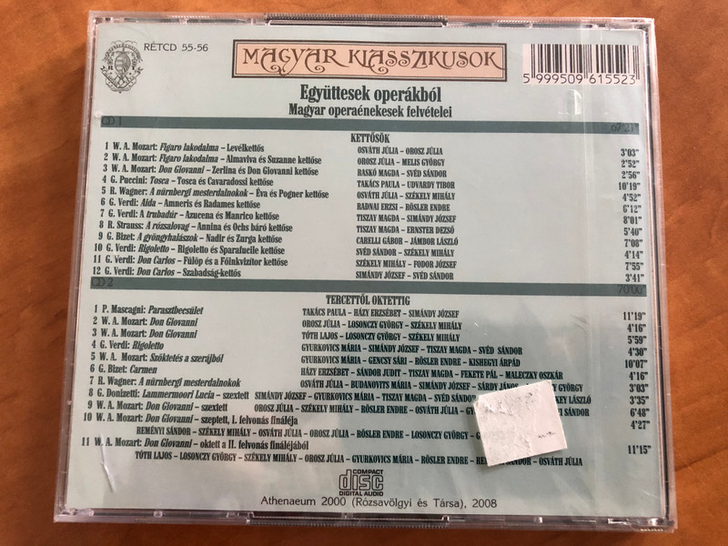 Egyuttesek operakbol - Magyar operaenekesek felvetelei / Magyar Klasszikusok / Rózsavölgyi És Társa 2x Audio CD 2008 / RÉTCD 55-56