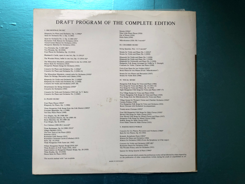 Bartók Béla - Cantata Profana, Five Hungarian Folk Songs, Village Scenes, Seven Choruses / Conducted By Antal Doráti, János Ferencsik, András Kórodi / Bartók Béla Complete Edition – IV. Vocal Music 3 / Hungaroton LP Stereo, Mono / SLPX 11510