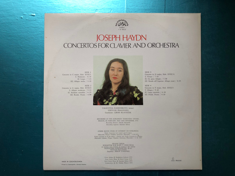 Haydn - Clavier Concertos In C, G, D, F / Valentina Kameníková (piano), Virtuoso pragenses, Libor Hlaváček / Supraphon 2x LP 1975 Stereo / 1 10 1861/2