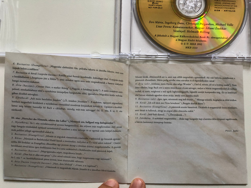 Johann Sebastian Bach - Karácsonyi Oratórium - I., III. Rész BWV 248 / Liszt Ferenc Kamarazenekar, Magyar Állami Énekkar, Helmuth Rilling / MKB (Hungary) Ltd. Audio CD 1992 Stereo / MKB 0001