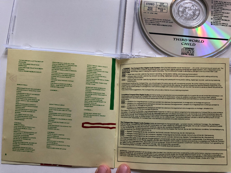 Johnny Clegg & Savuka – Third World Child / EMI Audio CD 1987 Stereo / CDP 7 46778 2