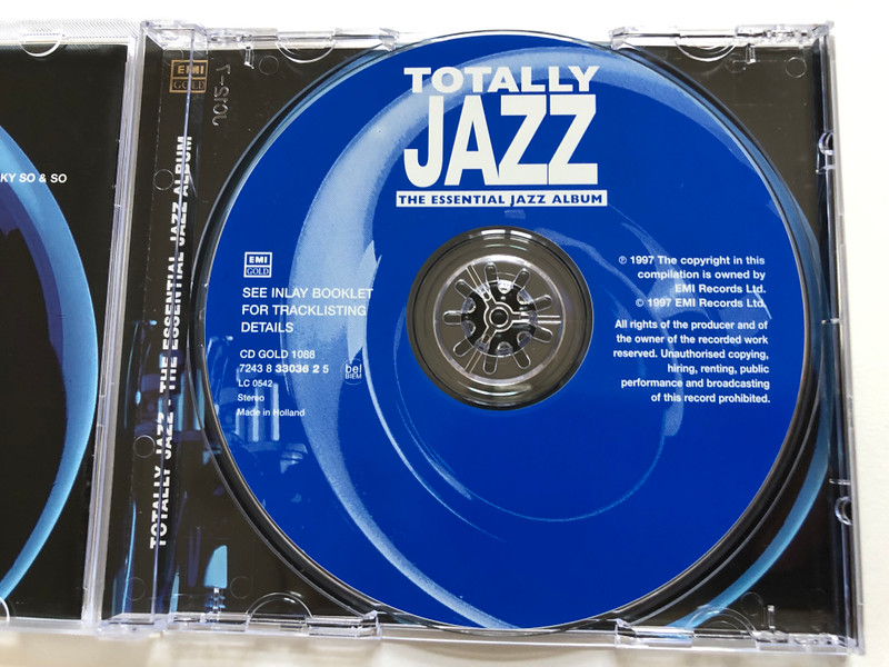 Totally Jazz - The Essential Jazz Album / Chet Baker, Sarah Vaughan, Thelonious Monk, Duke Ellington, Benny Goodman, Cannonball Adderley, Wes Montgomery, and many more / The Gold Collection / EMI Gold Audio CD 1997 / 724383303625