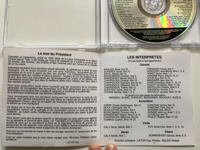 Cabriettes et Cabrettaries / Harmonie Audio CD / 089205 - 2