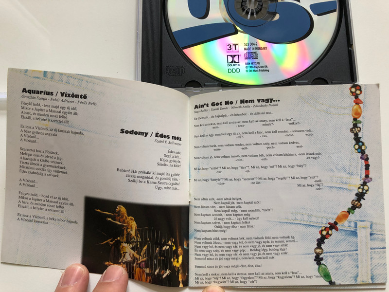 MacDermot-Rado-Ragni - Hair / Xantus Barbara, Brunner Marta, Marton Csaba, Szomor Gyorgy,... a GNM Szintanoda tarsulata / 3T Audio CD 1996 / 533 304-2
