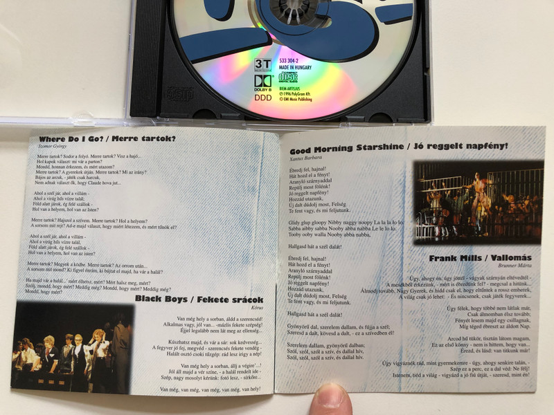MacDermot-Rado-Ragni - Hair / Xantus Barbara, Brunner Marta, Marton Csaba, Szomor Gyorgy,... a GNM Szintanoda tarsulata / 3T Audio CD 1996 / 533 304-2