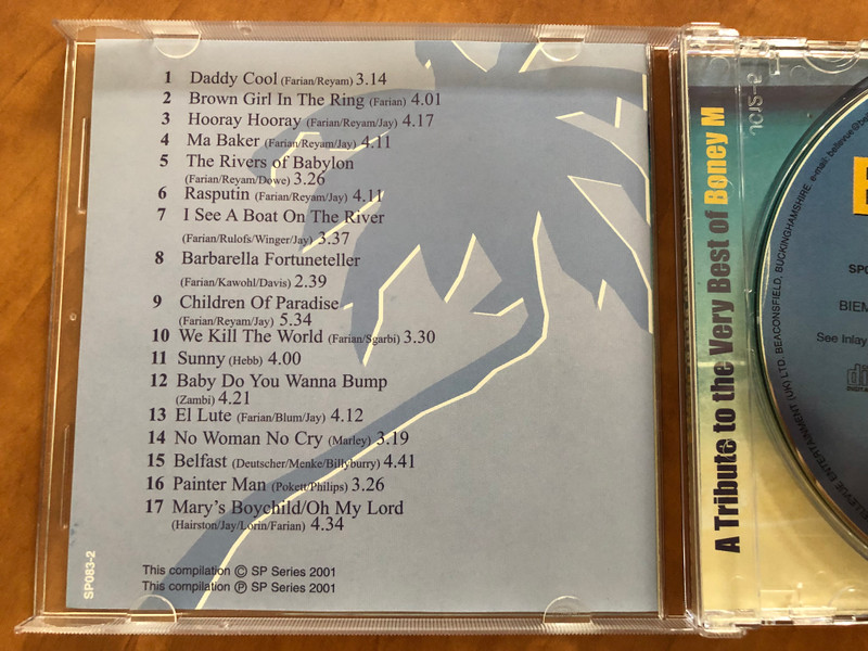 A Tribute To The Very Best Of Boney M - Performed by Tropicana / Featuring: Daddy Cool, Rasputin, The Rivers Of Babylon, Ma Baker, Brown Girl In The Ring / SP Series Audio CD 2001 / SP083-2