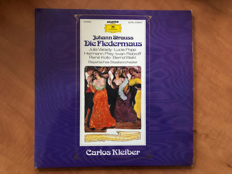Johann Strauss - Die Fledermaus / Julia Varady, Lucia Popp, Hermann Prey, Iwan Rebroff, René Kollo, Bernd Weikl, Bayerisches Staatsorchester / Carlos Kleiber / Hungaroton 2x LP 1976 Stereo / SLPXL 31260-61