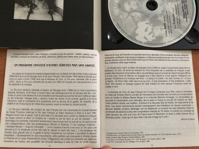Auric..., Françaix - Musique de Chambre / Bernold, Capezzali, Caussé, Ivaldi, Lefèvre, Lethiec, Poulet / Arion Audio CD 2001 / ARN 68519