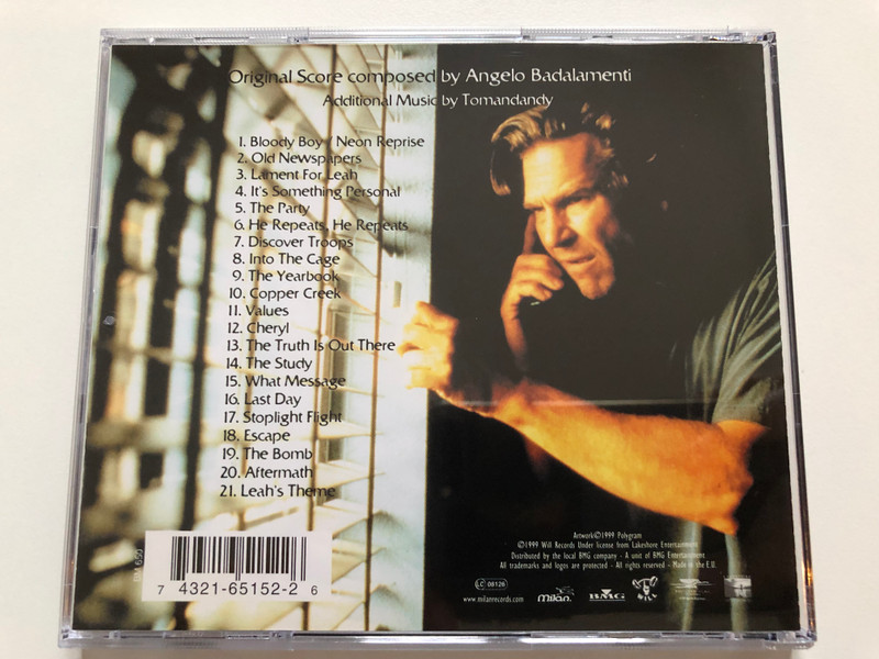Arlington Rd (Original Motion Picture Soundtrack) / Composed by Angelo Badalamenti / Additional music by Tomandandy / Milan Audio CD 1999 / 74321 65152-2