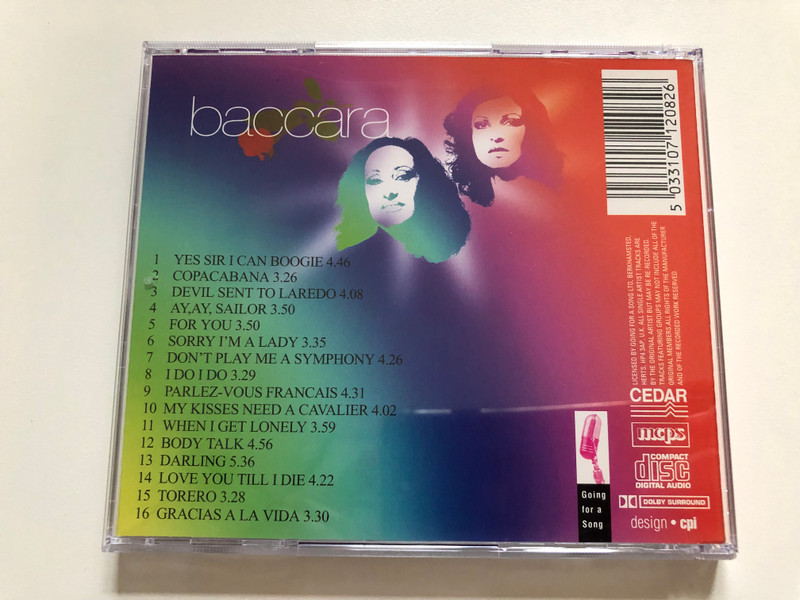 Baccara - Yes Sir I Can Boogie / Includes: Yes Sir I Can Boogie, Sorry I'm A Lady, Body Talk, Parlez-Vous Francais?, Copacabana, and many more / Going For A Song Audio CD 2005 / GFS208