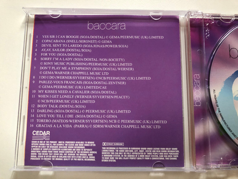 Baccara - Yes Sir I Can Boogie / Includes: Yes Sir I Can Boogie, Sorry I'm A Lady, Body Talk, Parlez-Vous Francais?, Copacabana, and many more / Going For A Song Audio CD 2005 / GFS208