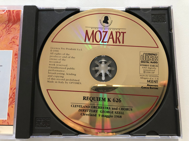 Ritratto Di Un Genio - Mozart - Requiem K 626 / Cleveland Orchestra and Chorus, Direttore: George Szell, Cleveland 9 maggio 1968 / Bicentenario Mozartiano / Armando Curcio Editore / Audio CD 1990 Stereo / ZAR-01 