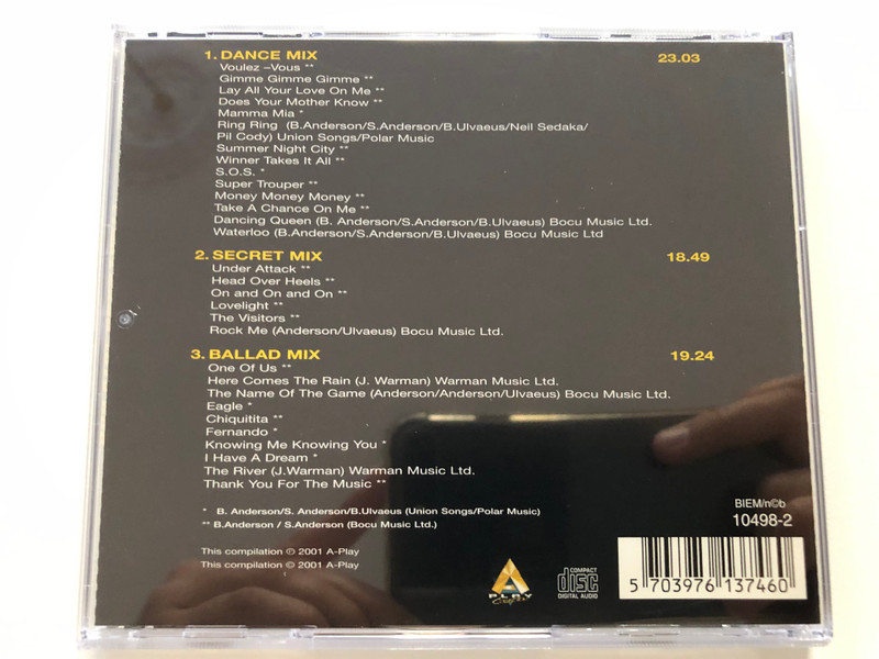 Non Stop Abba Party - ABBA Megamix / Performed by Super Troop / Featuring: Gimme Gimme Gimme, Mamma Mia, Winner Takes It All, Waterloo, Dancing Queen, Super Trouper, and many more... / A-Play Audio CD 2001 / 10498-2