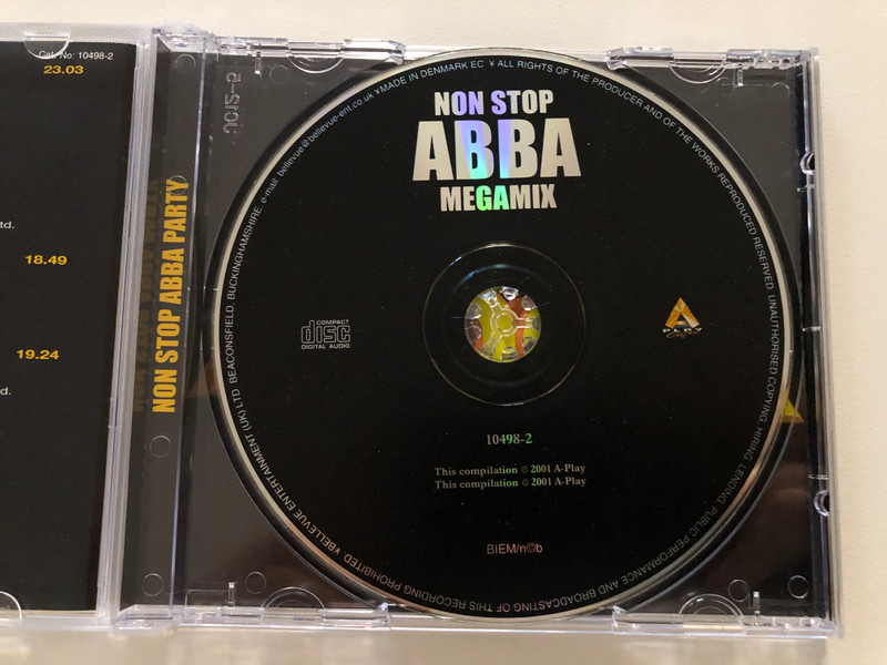 Non Stop Abba Party - ABBA Megamix / Performed by Super Troop / Featuring: Gimme Gimme Gimme, Mamma Mia, Winner Takes It All, Waterloo, Dancing Queen, Super Trouper, and many more... / A-Play Audio CD 2001 / 10498-2
