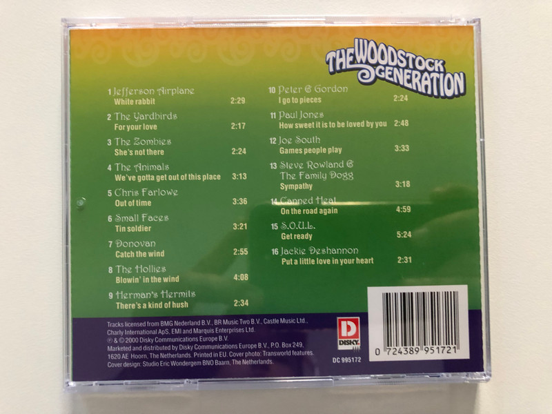 The Woodstock Generation - Out Of Time / Jefferson Airplane, The Yardbirds, Chris Farlowe, Small Faces, Donovan, The Hollies, Joe South, Canned Heat, Jackie DeShannon / Disky Audio CD 2000 / DC 995172